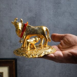 kamadhenu cow and calf figurine