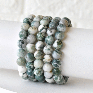 tree agate round bead bracelet, gemstone bracelet